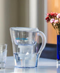 Clear water pitcher with Pure Replacement Filter For Water Pitcher That Removes Fluoride Lead Forever Chemicals Heavy Metals And Industrial Pollutants