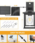 Diagram of Solar Powered Outdoor Light With Motion Sensor And Dual E26 Bulbs, IP65 Waterproof Split Design With 16 Foot Cable