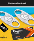 Roygra Cigar Cutter Set (2-pack); stainless steel, double-blade guillotine, silver, two cutters