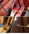 2 Pack Solid Copper Barn Door Latches, Heavy Duty 3 Inch Gate Locks With Hook And Eye, Antique Brass Finish installed on doors