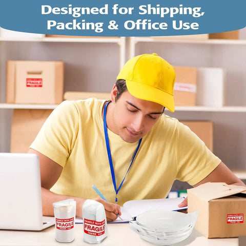 Man packing with Move Day Must Have Moving Dish Packing Supplies Kit With 540 Foam Pouches And Sheets Plus Fragile Stickers