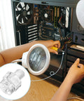 Person working on a computer using 30 Piece Clear Acrylic Plastic Screws And Hex Nuts Kit, M6x10mm for repairs.