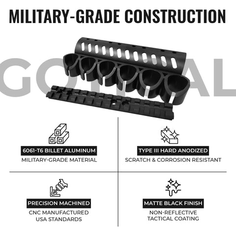 Side Saddle Shell Holder For 500 590 And Shockwave Shotguns 6 Shell Carrier With 13 Slot Aluminum Rail Mount