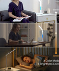 LED Desk Lamp With Wireless Charger And USB Port, Smart Table Light With Clock Alarm Date And Temperature in use