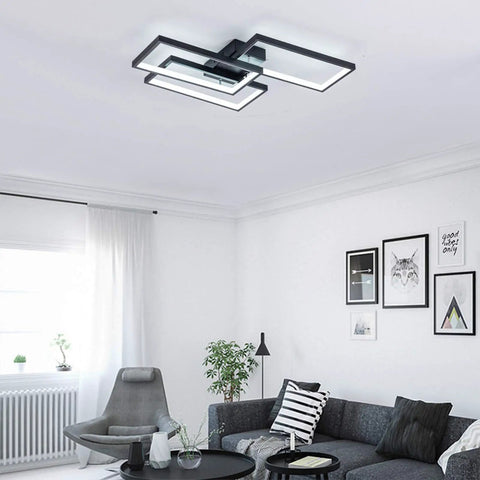 Dope LED Ceiling Light Modern Flush Mount Fixture 42W 2600lm Rectangle Black 6000K Cool White Energy Saving Ceiling Lamp For Bedroom Kitchen Living Room Easy Install