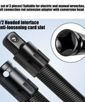 Flexible Socket Extension Rod Set Three Piece Half Inch Drive Metal Wrench Extender Kit with anti-loosening card slot