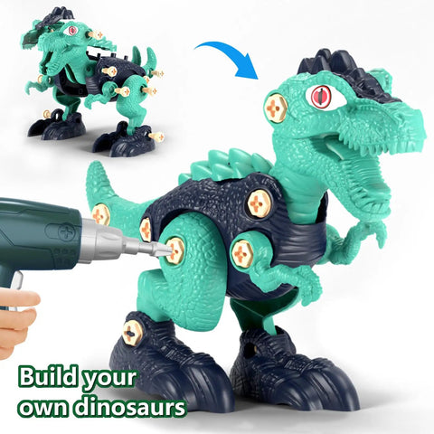 Five Dino Building Set For Kids With STEM Learning Build Your Own Tyrannosaurus Rex shown with tools and joints
