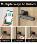 Breezy Setup Smart Keyless Entry Door Lock Slam Down Secure Fingerprint Scanner with app control and access methods.