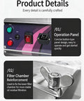 Built Tough Commercial Fryer Oil Filter Machine With Five Layer Stainless Steel Cartridge and Quick Automatic Return Flow For Real Restaurant Hustle Straight Up 10 Gallon Size operation panel and filter chamber details