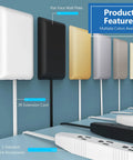 Flat Face Outlet Extender With Three Receptacles And An Eight Foot Cord Ultra Thin Wall Plate Power Strip ETL Listed 1625W