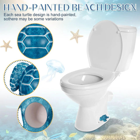 2 Pack Sea Turtle Toilet Bolt Caps Decorative Ceramic Screw Covers For Bathroom Hardware installed on toilet