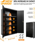 Tall And Wide Metal Storage Cabinet With Doors And Four Adjustable Shelves Beefy Heavy Duty Lockable Garage Cabinet On Wheels With Pegboard System For Office Gym Basement And Warehouse Black, open view