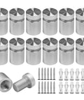 Straight Up Premium 12 Pack Aluminum Standoff Screws Wall Mount Hardware For Acrylic Signs And Glass Displays Featuring Slick Satin Chrome Finish Built Tough For Indoor Outdoor Advertising Boards including satin chrome standoff mounts and bolts.