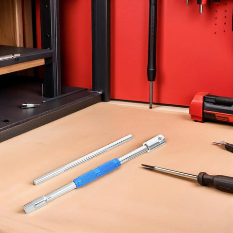 Go To Grease Monkey Approved T Handle Hex Wrench featuring adjustable ratcheting socket design on workbench.
