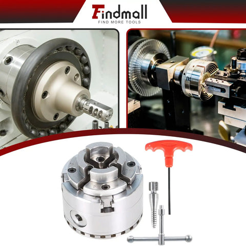 Wood Lathe Chuck Set 2-3/4 Inch Four Jaw Self-Centering Keyed Lathe Chuck With 1 Inch 8 TPI Thread Internal And External Jaws