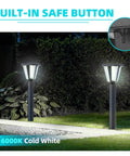 Solar Post Light Fixture 160LM Dusk To Dawn LED 3000K Warm Light illuminating pathway with IP65 waterproof design.