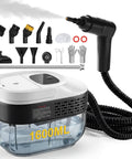 2500W Portable Handheld Steam Cleaner Delivers Powerful 160C Hot Steam In Just 15 Seconds For Quick Carpet And Floor Cleaning With Adjustable Pressure Settings And Smart Leak Proof Design For Effortless Deep Cleaning Results with 1600ml tank and various attachments.