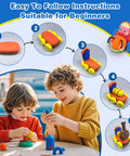 Kids playing with Air Dry Clay Kit For Kids With 158 Colors And Sculpting Tools, crafting colorful figures, DIY modeling fun.