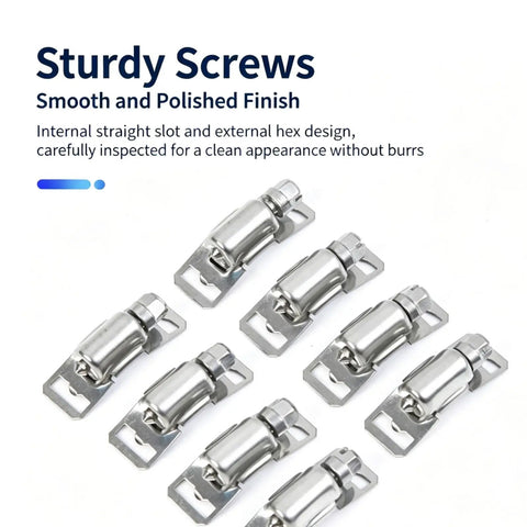 Get This 6.56 Ft Adjustable Stainless Steel Hose Clamp Strap With Screw Fasteners For Durable Repairs And A Custom Fit To Banish Leaks At The Shop. Stainless steel screw fasteners shown on white background
