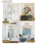 Gold Finish 3 Light Globe Bathroom Vanity Light With Glass Shade 21 Inch Modern Steel Fixture displayed in various rooms.