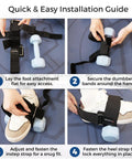 Installation guide for Monkey Foot Dumbbell Attachment For Glute Kickbacks And Leg Workouts with adjustable ankle strap.