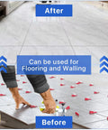 Before and after use of Pro Grade Tile Leveling Clips And Spacers Kit With Four Thousand Two Hundred Pieces for wall and floor installation.