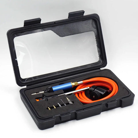 MAP And MAPP Gas Soldering Mini Pen Torch Kit With 3 Foot Hose 6 Replaceable Heads Piezo Igniter Free Flint Lighter Storage Box