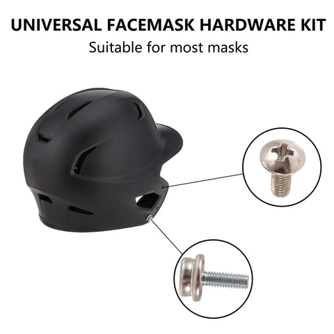 Stainless Steel Helmet Mask Screw Kit For Football Baseball And Ice Hockey Universal Facemask Hardware Set With 6 Screws image showing helmet and screws