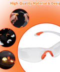 Built Dang Tough 6 Pack Safety Glasses For Work And Lab With Crystal Clear Lenses, ergonomic design with orange accents for comfort