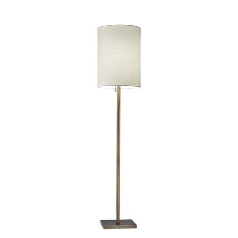 Liam Floor Lamp Dope 60.5 Inch Tall Dark Bronze Metal Pole With Natural Textured Fabric Shade 100W Incandescent Or 20W CFL Classic Home Decor Lighting For Living Room And Bedroom