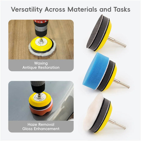 145 Piece 3 Inch Sanding and Polishing Kit for Headlight Restoration with wet dry sanding discs and buffing pads on wood and metal
