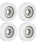 4Pcs 608ZZ Nylon Roller Bearings 8x32x12mm Idler Pulley Guide Heavy Duty White Plastic Ball Bearing Assembly close-up view.