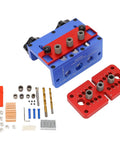 Straight Shooting Wood Dowel Drilling Guide 3 In 1 Jig Kit With 8mm 10mm 15mm Drill Bits Heavy Duty Aluminum Positioner and accessories.