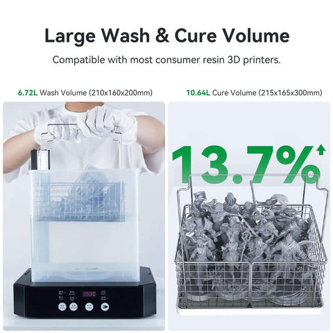 2 In 1 Resin 3D Printer Wash And Cure Station UW03 with large wash and cure volume for efficient 3D model processing