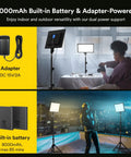 Edge-Lit 13 Inch LED Video Light Panel Kit 2-Pack Bi-Color 2500K-6500K Soft Studio Lights with CRI 95 Plus, indoor outdoor use