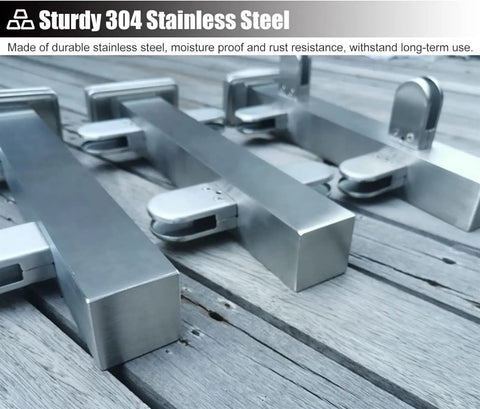 Glass Railing Kit With Clamp for Panels Balcony Deck Patio and House Handrail 95 cm Terminal Post Durable Stainless Steel 304 close-up view