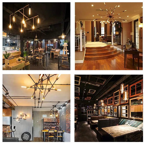 Interior spaces lit with Dimmable T10 LED Bulbs Warm White 2700K 6W Tubular Edison Style Lamps 60 Watt Equivalent 550LM E26 Medium Base