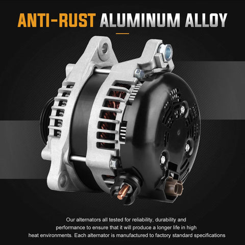 Alternator Replacement Compatible With 2011 2012 2013 2014 F-150 5.0L 12V 3.6kW Plug And Play CW Rotation 12 Teeth Beefed Up Housing