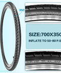 Two Pack 700x35C Foldable Road Bike Tires With Inner Tubes, Repair Kit, Rim Strips And Tire Levers Schrader Valve 48mm Black AV Compatible