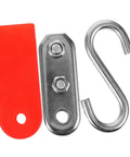 Parliky pool float hanger hook set with red plastic plate, metal mounting bracket and U-shaped hook