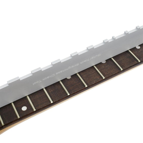 Guitar Neck Notched Straight Edge 4mm Thick Luthier Repair Tool for 25.5 Inch F Scale and 24.75 Inch G Scale Fretboard Flatness Check