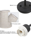 Two Light Wall Sconces With Funnel Linen Fabric Shades Vintage Modern Metal Wall Lamps components detail view