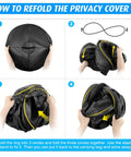 How to fold Pop Up Privacy Tent For Camping And Emergencies step-by-step, showing hand movements to collapse tent.