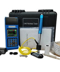 Portable Digital Leeb Rebound Hardness Tester With G Probe features on display in a protective case with accessories.