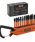 Go-To 20-Piece Impact Driver Bit Set For Heavy-Duty Screwdriving With Torx, Hex, Phillips, Square And Slotted Bits In Premium S2 Steel One Quarter Inch Hex Shank Crushproof Storage Bit Holder And Carabiner Clip displayed with packaging