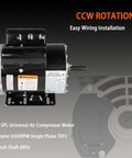 3 HP SPL air compressor motor 56 frame 3450 RPM single phase 60 Hz five eighths shaft 115 230V not standard 3 HP