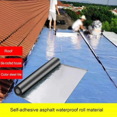 Heavy Duty Roofing Flashing Tape With Self Adhesive Aluminum Foil For Straight Up Waterproof Shingle Repair And Metal Roof Leak Proof Sealant Gutter Underlayment Roll on tile roof during installation.