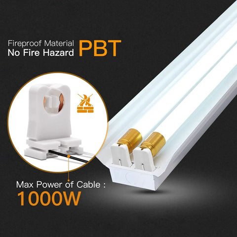 Bulk 30 Pack Non Shunted Turn Type T8 Lamp Holder UL Socket Tombstone with 10 Inch Wires, fireproof PBT material, 1000W
