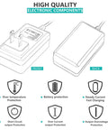Diagram of 6.6 Ft Long AC Power Cord For Meade Telescopes ETX Series DC Supply Charger with protection features illustrated.