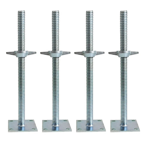 4 Pack Adjustable Leveling Jacks With Base Plate For Baker Style Scaffolding Rock Solid Screw Jacks Built To Level Uneven Surfaces